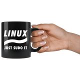 Linux Just Sudo It 11oz Black Mug