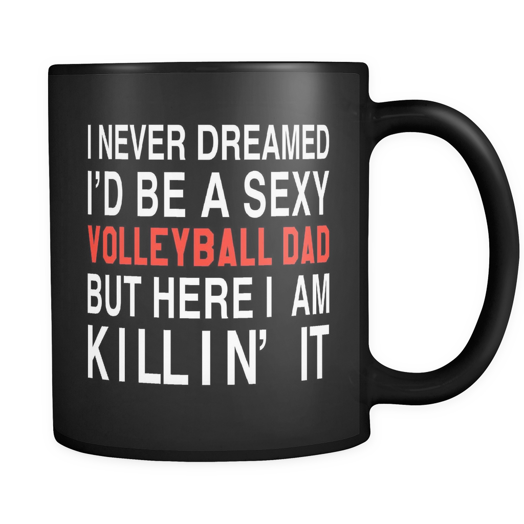 Volleyball Dad Black Mug