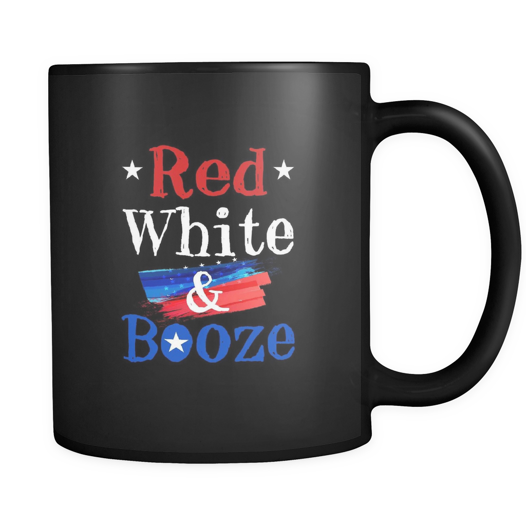 Red White And Booze Black Mug