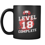 Level 18 Complete - 18th Birthday Mug in Black