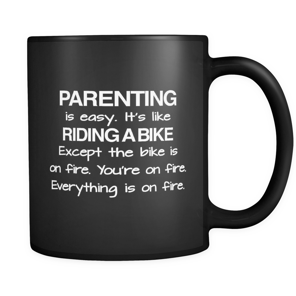 Parenting Is Easy Black Mug