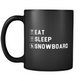 Eat Sleep Snowboard Black Mug