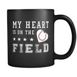 My Heart Is On The Field (Baseball) Black Mug