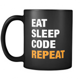 Eat Sleep Code Repeat Black Mug - Funny Coder Engineer Mug