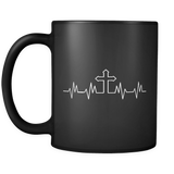 Cross Heartbeat Mug (Religious Coffee Mug in Black)