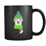 Winter Lama Christmas Black Mug