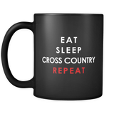 Eat Sleep Cross Country Repeat Black Mug