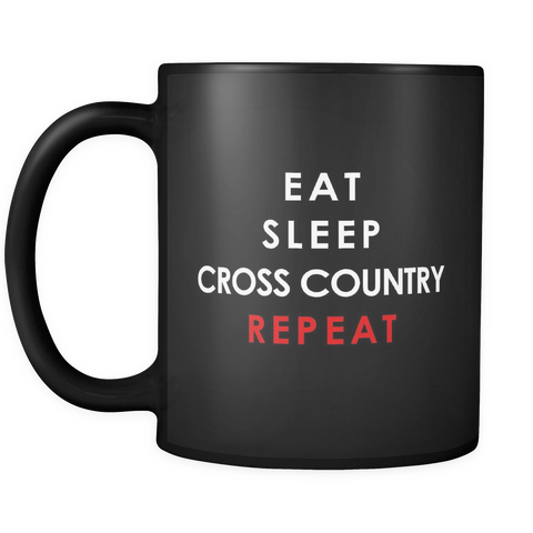 Eat Sleep Cross Country Repeat Black Mug