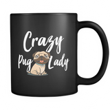 Crazy Pug Lady Black Coffee Mug