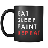 Eat Sleep Paint Repeat Black Mug
