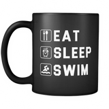 Eat Sleep Swim Black Mug