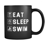 Eat Sleep Swim Black Mug