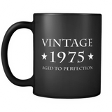 Vintage 1975 Aged to Perfection Black Mug
