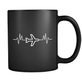 Airplane Pilot Heartbeat Mug in Black