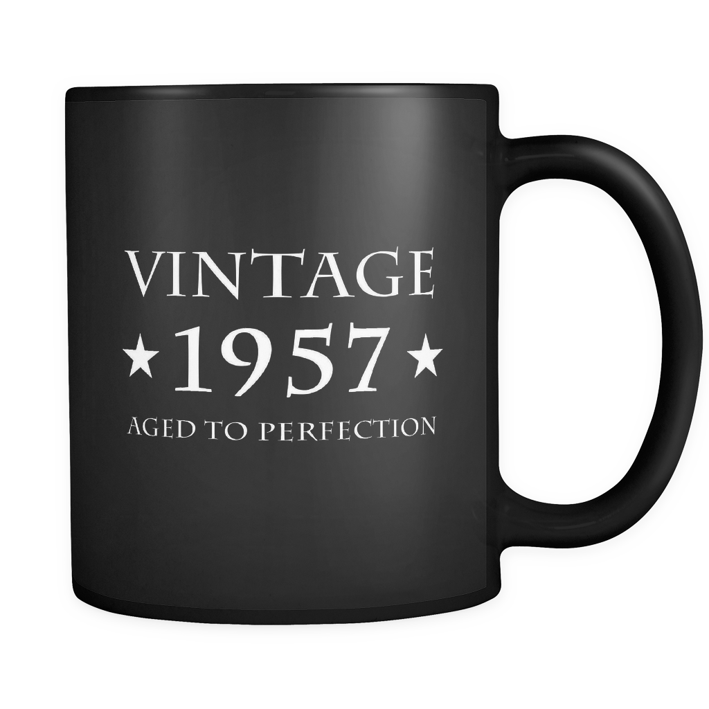 Vintage 1957 Aged to Perfection Black Mug