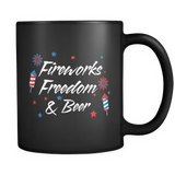 Fireworks Freedom & Beer Black Mug