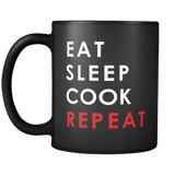 Eat Sleep Cook Repeat Black Mug