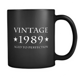 Vintage 1989 Aged to Perfection Black Mug