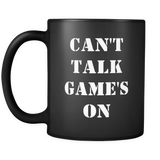 Can't Talk Games On Mug in Black