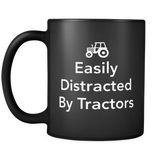 Easily Distracted By Tractors Black Mug