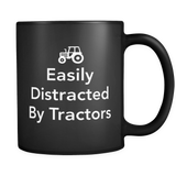 Easily Distracted By Tractors Black Mug