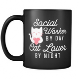 Social Worker By Day Cat Lover By Night Black Mug