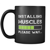 Installing Muscles Please Wait (Green) Black Mug