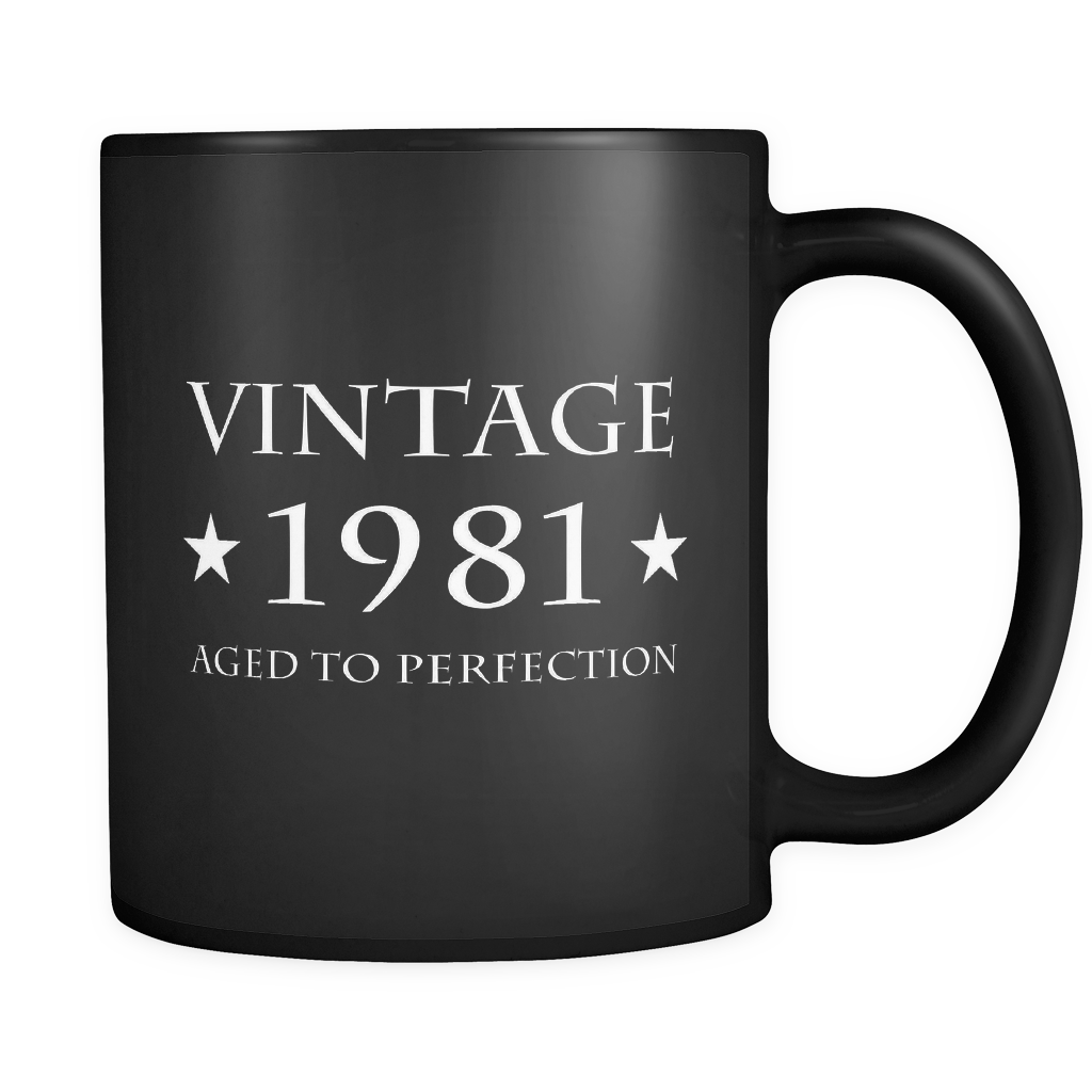Vintage 1981 Aged to Perfection Black Mug