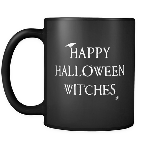 Happy Halloween Witches Mug in Black