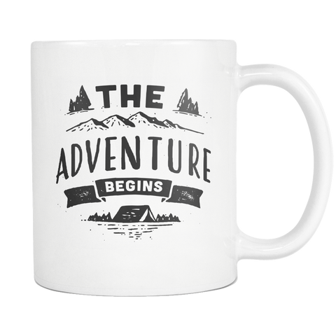 The Adventure Begins White Mug