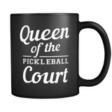 Queen Of The Pickleball Court Mug in Black