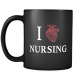 I Heart Nursing Black Mug - I Love Nursing Mug