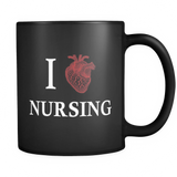 I Heart Nursing Black Mug - I Love Nursing Mug