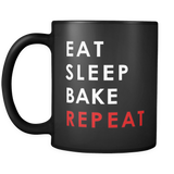 Eat Sleep Bake Repeat Black Mug