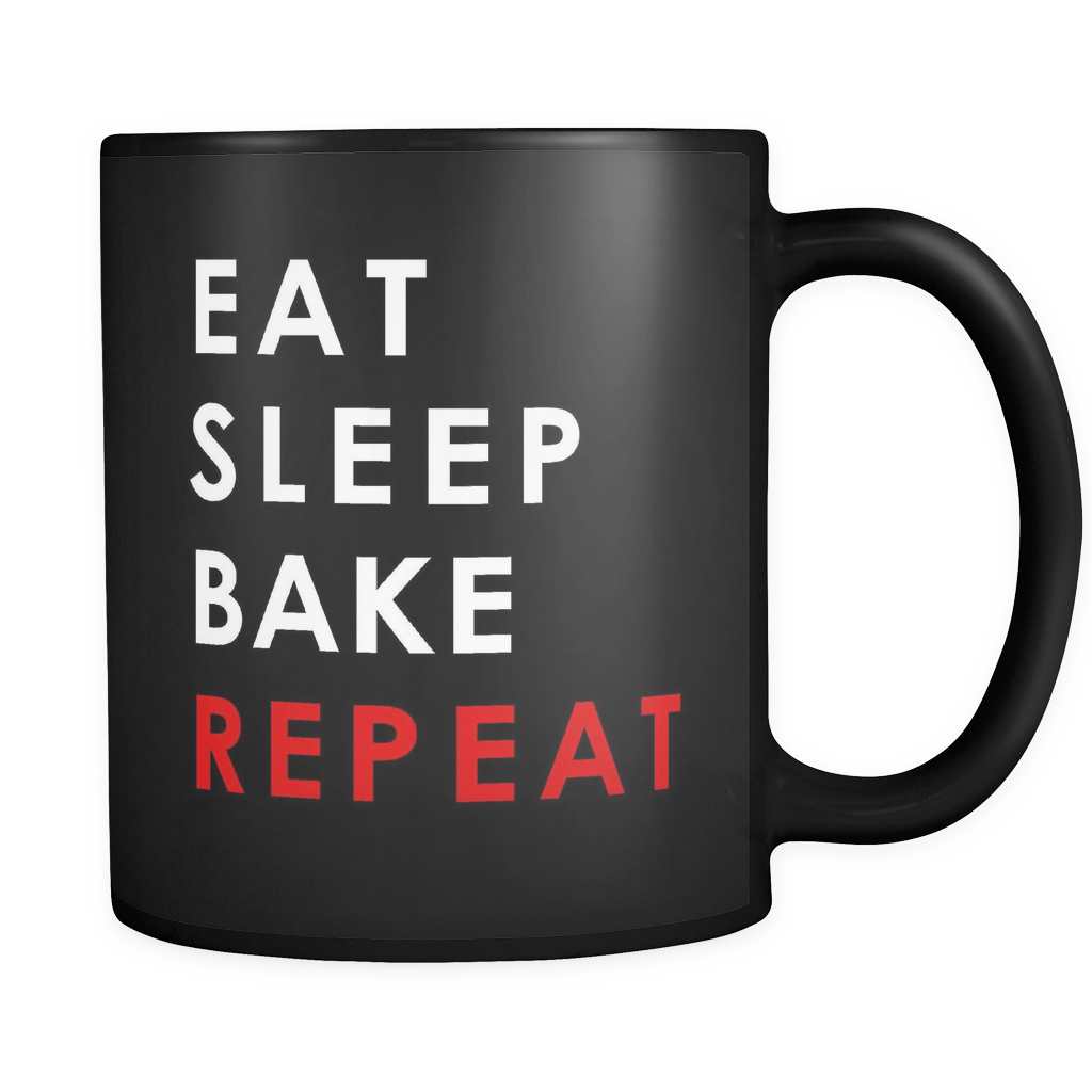Eat Sleep Bake Repeat Black Mug