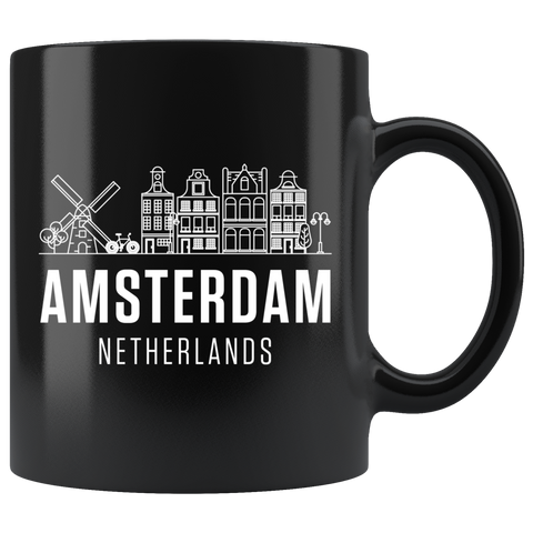 Amsterdam Netherlands 11oz Black Mug