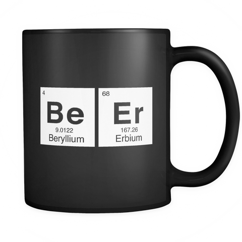 Beer Periodic Elements Black Mug - Funny Beer Lover Mug