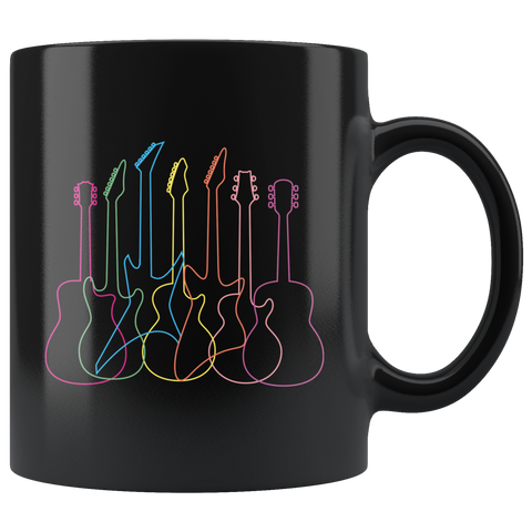 Guitar Outlines 11oz Black Mug