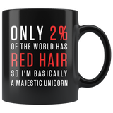 Only 2% Of The World Has Red Hair 11oz Black Mug