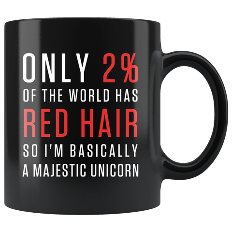 Only 2% Of The World Has Red Hair 11oz Black Mug