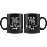 Crazy Elephant Lady 11oz Black Mug