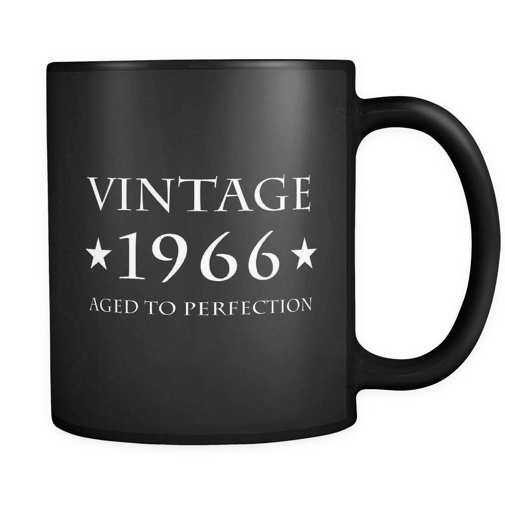 Vintage 1966 Aged to Perfection Black Mug