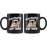 Purrfectly Sane Cat Lady 11oz Black Mug