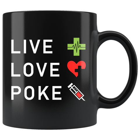 Live Love Poke  11oz Black Mug