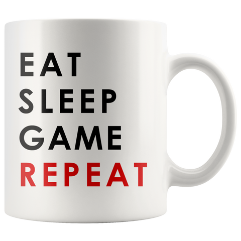 Eat Sleep Game Repeat 11oz White Mug