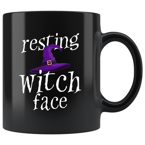 Resting Witch Face 11oz Black Mug