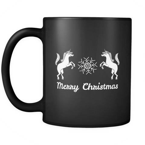 Merry Christmas Unicorn Black Mug