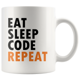 Eat Sleep Code Repeat White Mug