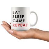 Eat Sleep Game Repeat 11oz White Mug