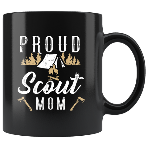 Proud Scout Mom 11oz Black Mug